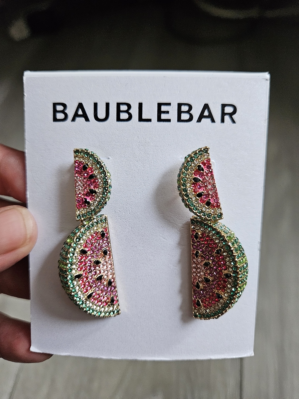 BaubleBar Pink & Green Watermelon Slice Drop Earrings